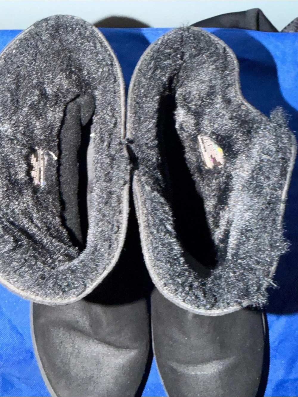 Skechers Black Suede Fleece-Lined Mid-Calf Strap Boots